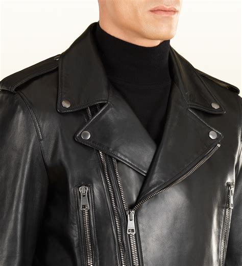 gucci studded biker jacket|Gucci wrap leather jacket.